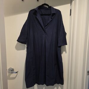 CASEY CASEY Oversized Navy Blue Dress 100% Cotton Used Condition